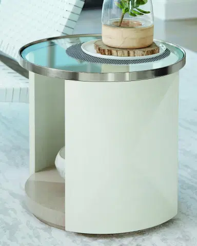 Bernhardt Axiom Glass-Top Oval Side Table | Thumbnail 3