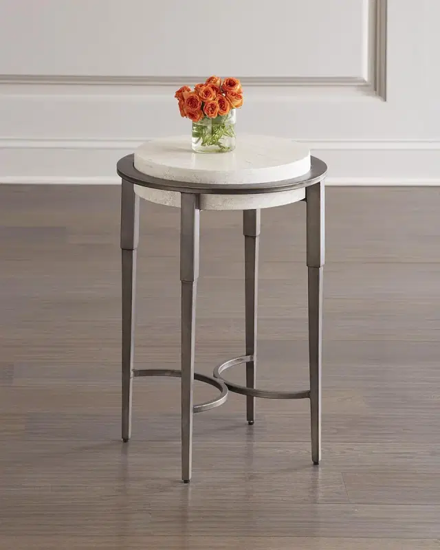 Bernhardt Barclay Round Travertine Drink Table