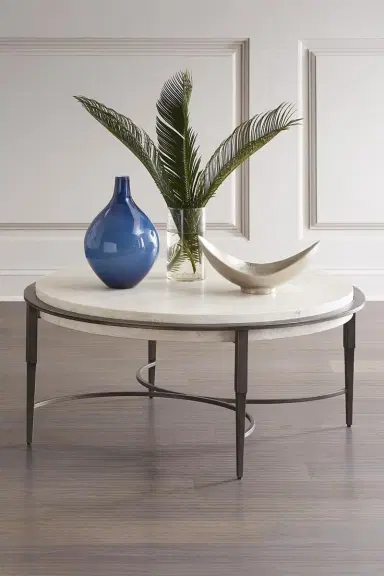 Bernhardt Barclay Round Travertine Coffee Table | Thumbnail 3