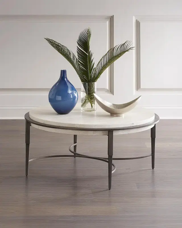 Bernhardt Barclay Round Travertine Coffee Table