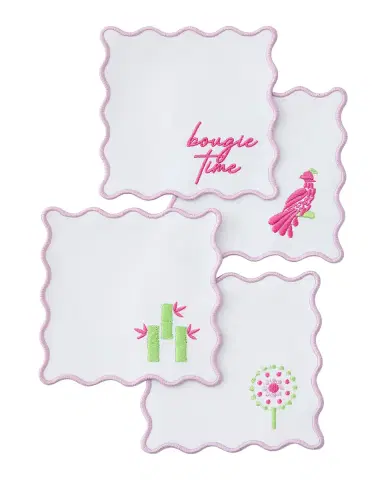 Oh My Mahjong Embroidered Cocktail Napkins, Set of 4 | Thumbnail 2