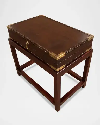 Sarreid Winchester Leather Box on Stand Table | Thumbnail 4 Sarreid Winchester Leather Box on Stand Table | Thumbnail 4