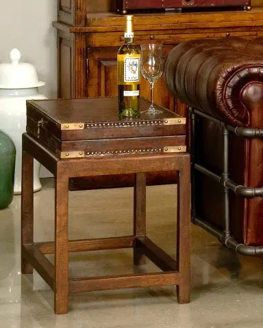 Sarreid Winchester Leather Box on Stand Table | Thumbnail 7 Sarreid Winchester Leather Box on Stand Table | Thumbnail 7
