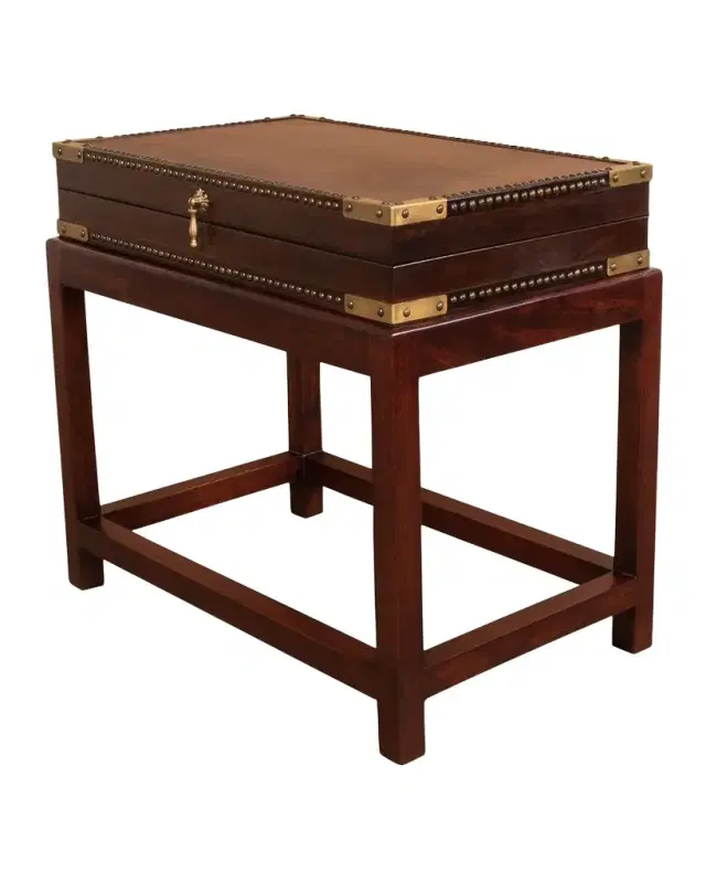 Sarreid Winchester Leather Box on Stand Table