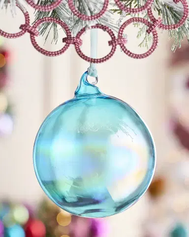 Jim Marvin Sky Blue Bottle Glass Christmas Ornament | Thumbnail 1