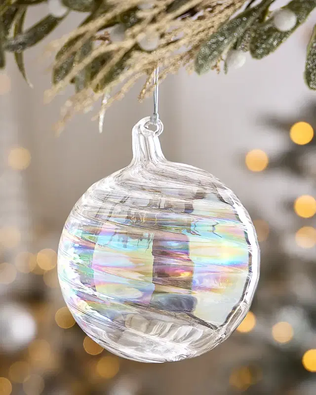 Jim Marvin White Snow Swirl Glass Ornament