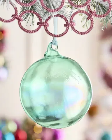 Jim Marvin Serene Aqua Bottle Glass Christmas Ornament | Thumbnail 1
