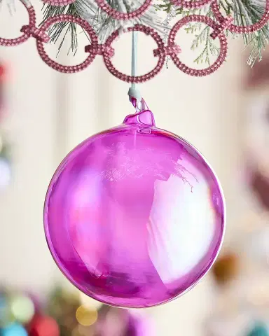 Jim Marvin Fuchsia Glass Globe Christmas Ornament | Thumbnail 1