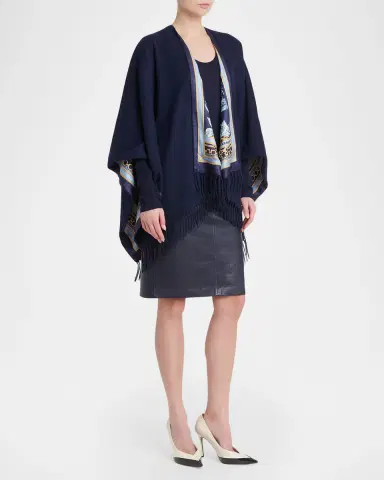 Ferragamo Leopard Reversible Cashmere and Silk Cape | Thumbnail 2