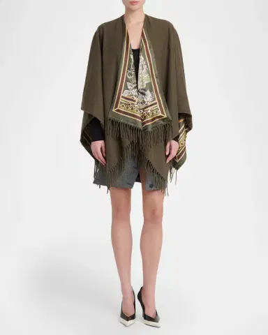 Ferragamo Leopard Cashmere and Silk Reversible Cape | Thumbnail 4 Ferragamo Leopard Cashmere and Silk Reversible Cape | Thumbnail 4