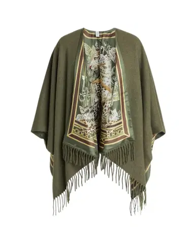 Ferragamo Leopard Cashmere and Silk Reversible Cape | Thumbnail 1 Ferragamo Leopard Cashmere and Silk Reversible Cape | Thumbnail 1