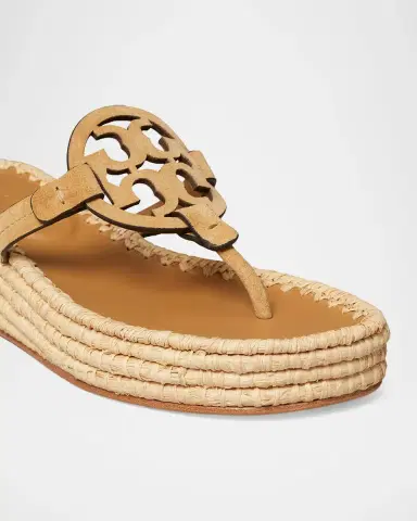 Tory Burch Miller Raffia Suede Wedge Sandals | Thumbnail 2