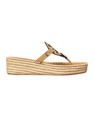 Tory Burch Miller Raffia Suede Wedge Sandals | Thumbnail 1