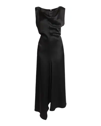 Victoria Beckham Asymmetric Draped Sleeveless Satin Midi Dress | Thumbnail 1