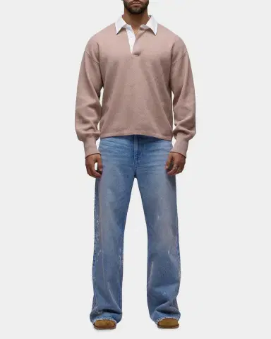 Hudson Men's Luca Splatter Denim Wide-Leg Jeans | Thumbnail 2