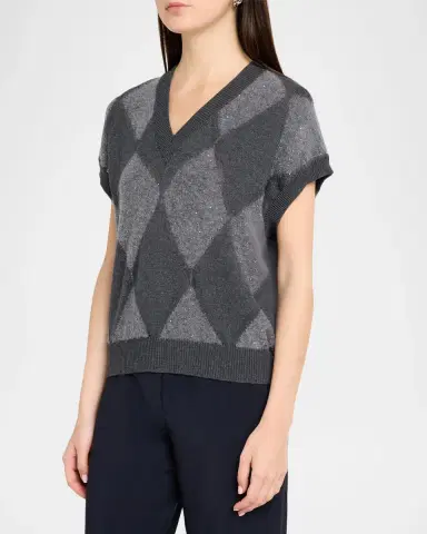 PESERICO Sequin Argyle Knit Sweater | Thumbnail 4 PESERICO Sequin Argyle Knit Sweater | Thumbnail 4