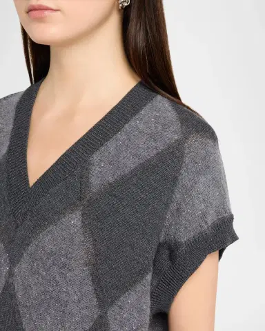 PESERICO Sequin Argyle Knit Sweater | Thumbnail 5 PESERICO Sequin Argyle Knit Sweater | Thumbnail 5