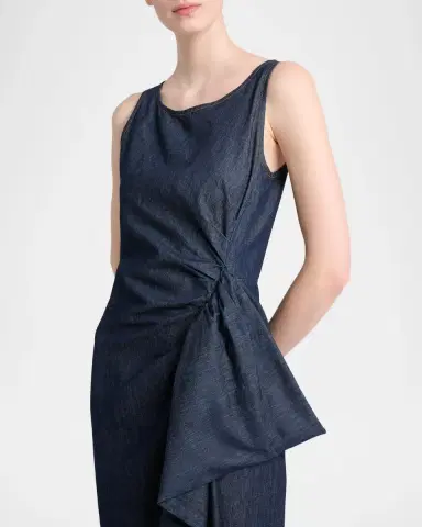 Dries Van Noten Dropps Denim Ruffle Sleeveless Midi Dress | Thumbnail 5 Dries Van Noten Dropps Denim Ruffle Sleeveless Midi Dress | Thumbnail 5