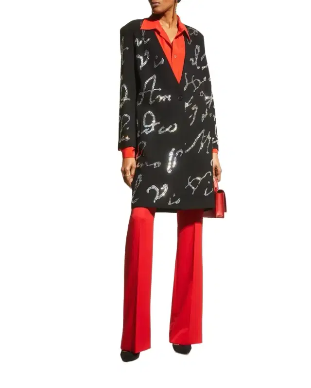 Libertine Mozart Script Embellished V-Neck Coat