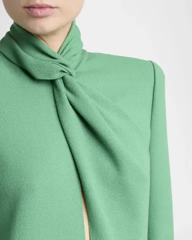 Valentino Garavani Twisted Mock-Neck Strong-Shoulder Mini Dress | Thumbnail 5