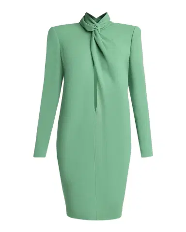 Valentino Garavani Twisted Mock-Neck Strong-Shoulder Mini Dress | Thumbnail 1