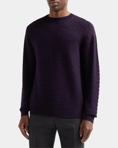 Giorgio Armani Geometric Textured Virgin Wool Crewneck Sweater | Thumbnail 4 Giorgio Armani Geometric Textured Virgin Wool Crewneck Sweater | Thumbnail 4