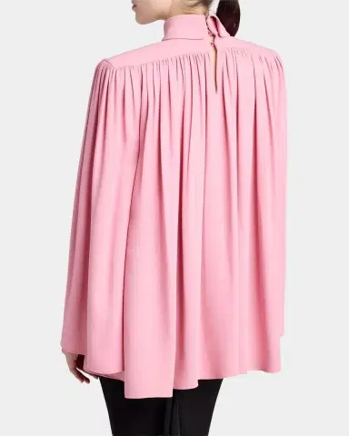 Valentino Garavani Turtleneck Gathered Silk Long-Sleeve Top | Thumbnail 3