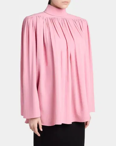 Valentino Garavani Turtleneck Gathered Silk Long-Sleeve Top | Thumbnail 4
