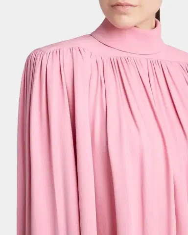 Valentino Garavani Turtleneck Gathered Silk Long-Sleeve Top | Thumbnail 5