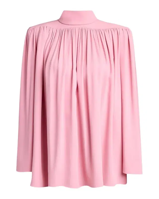 Valentino Garavani Turtleneck Gathered Silk Long-Sleeve Top