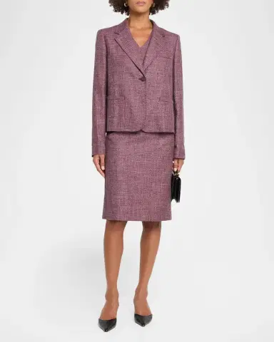 Lafayette 148 New York Cropped Wool Mouline Boyfriend Blazer | Thumbnail 2
