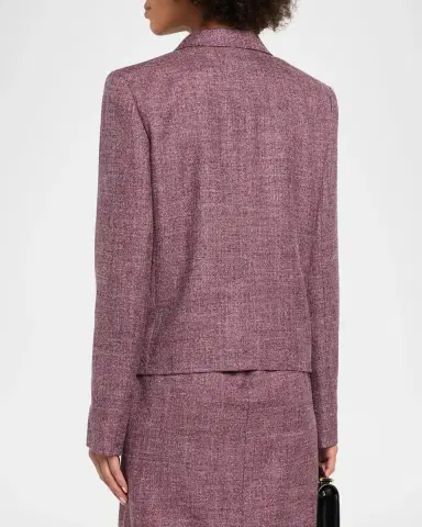Lafayette 148 New York Cropped Wool Mouline Boyfriend Blazer | Thumbnail 3