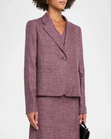 Lafayette 148 New York Cropped Wool Mouline Boyfriend Blazer | Thumbnail 4