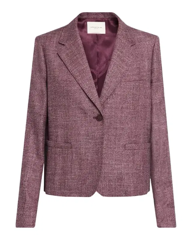 Lafayette 148 New York Cropped Wool Mouline Boyfriend Blazer