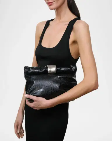 Staud Cuff Snake-Embossed Leather Clutch | Thumbnail 2
