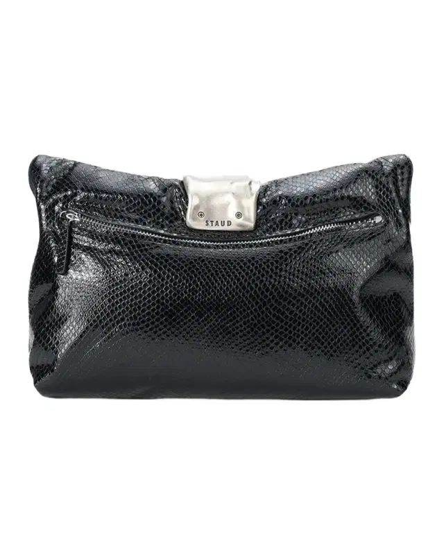 Staud Cuff Snake-Embossed Leather Clutch