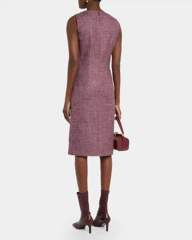 Lafayette 148 New York Sleeveless Wool Mouline Knee-Length Dress | Thumbnail 3