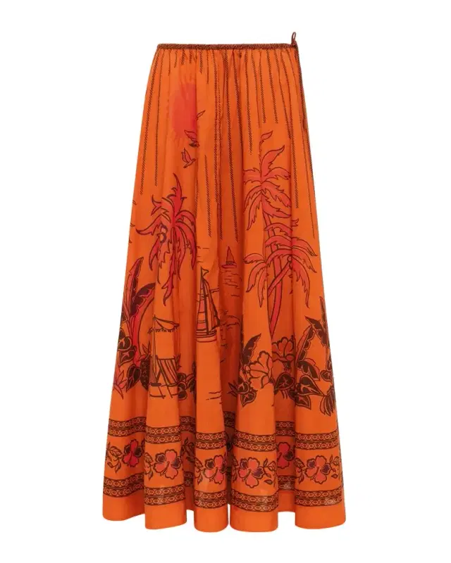 ALÉMAIS Boathouse Cotton Voile Midi Skirt