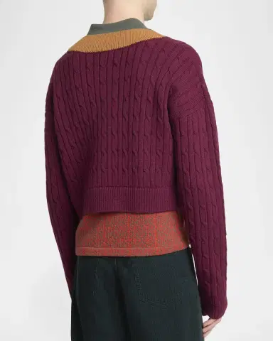 Dries Van Noten Men's Layered Polo Sweater | Thumbnail 3