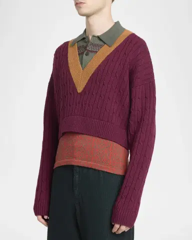 Dries Van Noten Men's Layered Polo Sweater | Thumbnail 4