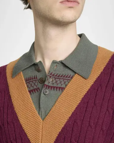 Dries Van Noten Men's Layered Polo Sweater | Thumbnail 5