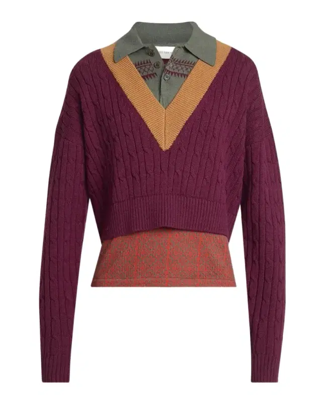 Dries Van Noten Men's Layered Polo Sweater