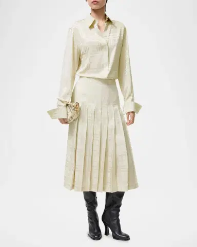 Burberry Annalie Jacquard-Check Silk Midi Skirt | Thumbnail 2