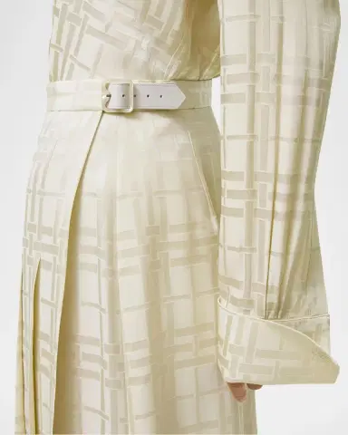 Burberry Annalie Jacquard-Check Silk Midi Skirt | Thumbnail 3