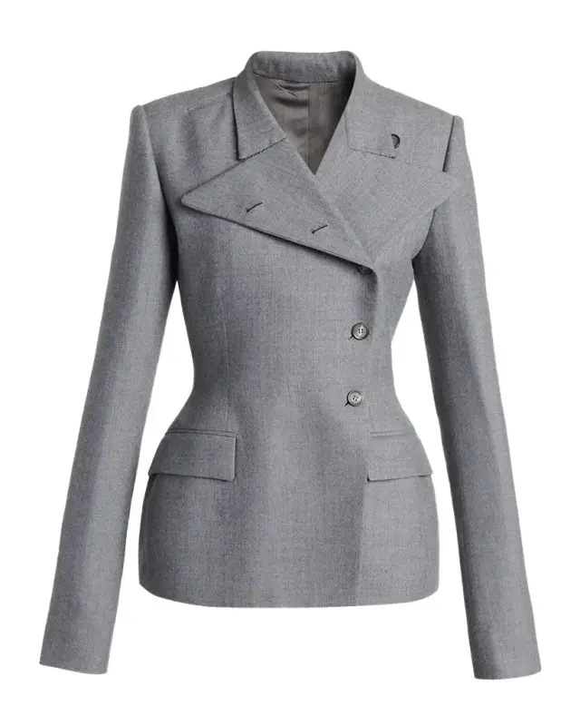 Alexander McQueen Cross Lapel Structured Wool Jacket