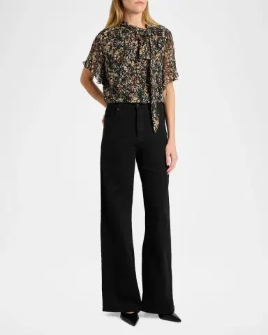 Santorelli Abstract Tie-Neck Blouse | Thumbnail 2