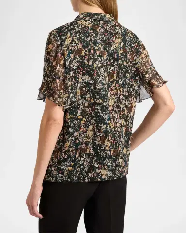 Santorelli Abstract Tie-Neck Blouse | Thumbnail 3
