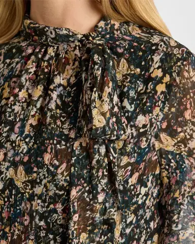Santorelli Abstract Tie-Neck Blouse | Thumbnail 5