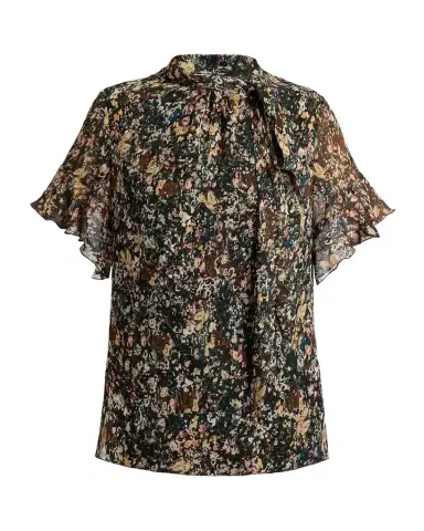 Santorelli Abstract Tie-Neck Blouse | Thumbnail 1