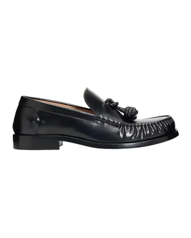 Bottega Veneta Men's Leather Moc-Toe Loafers with Coaxial Knot